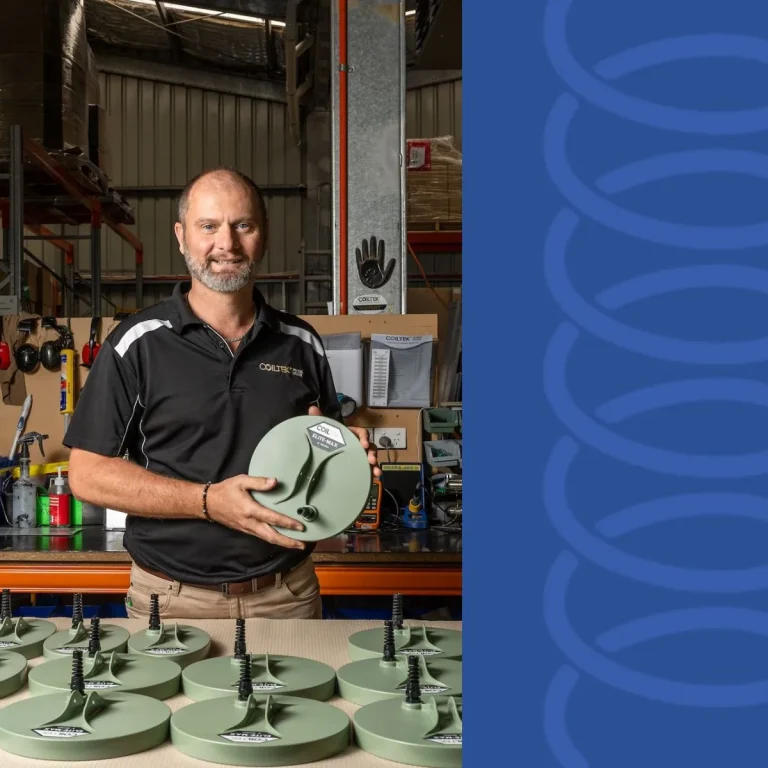 Trevor from Coiltek Manufacturing holding an Elite Max Coil